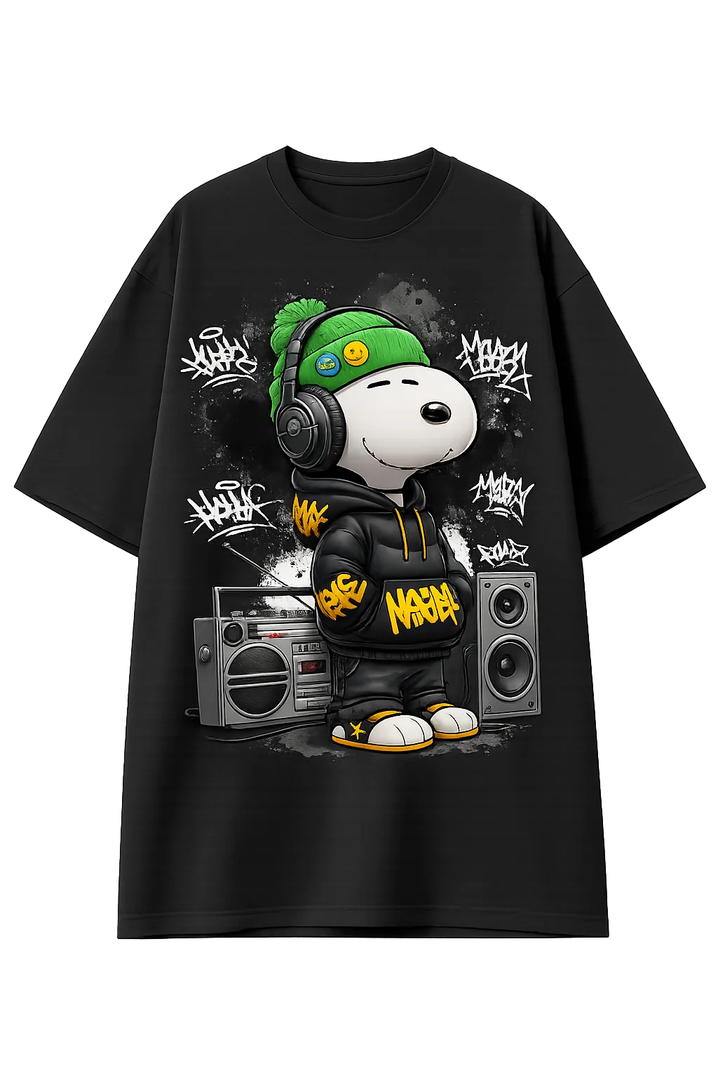 Camiseta negra personalizada de Snoopy